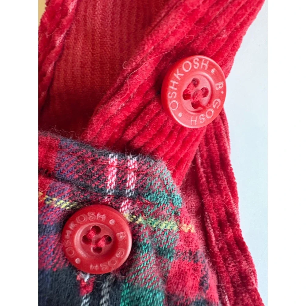 Vintage OshKosh Bgosh Baby Overalls Bundle Red Corduroy Hickory Stripe 12M USA